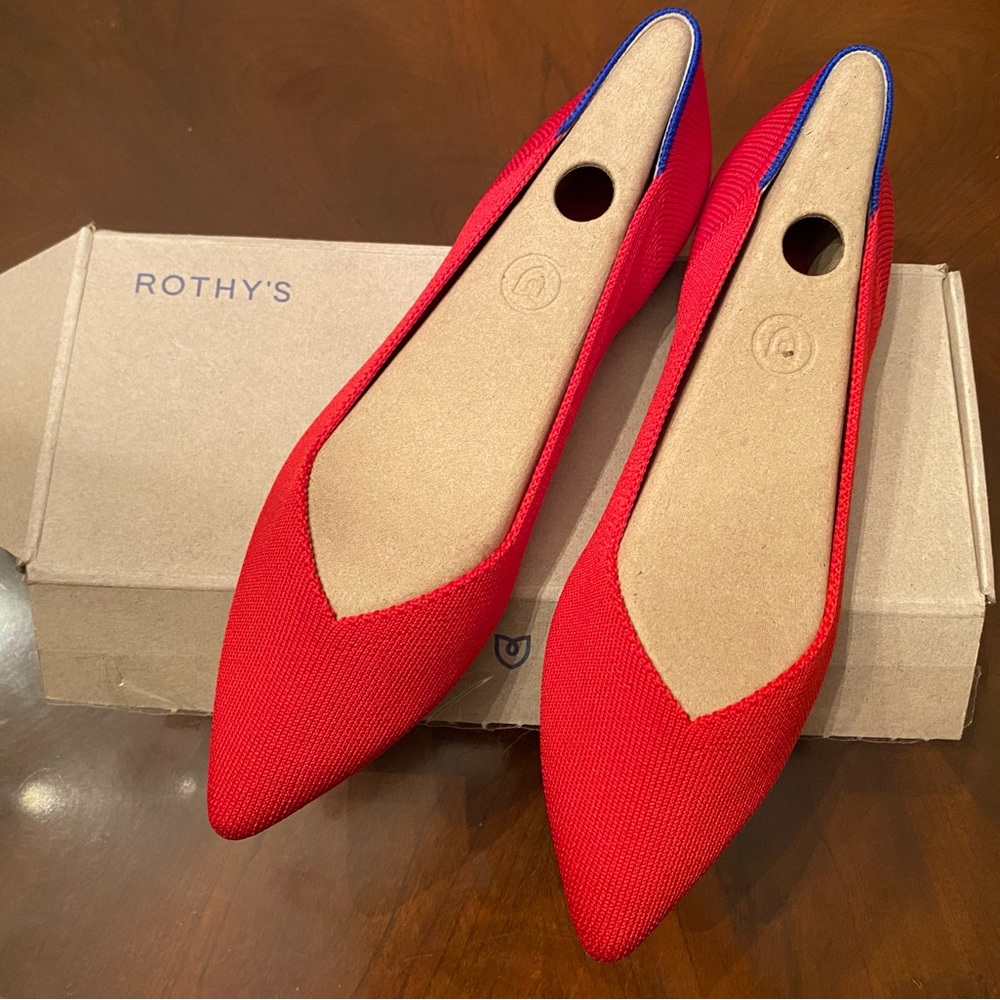 EUC Rothy's Bright Red Points size 8